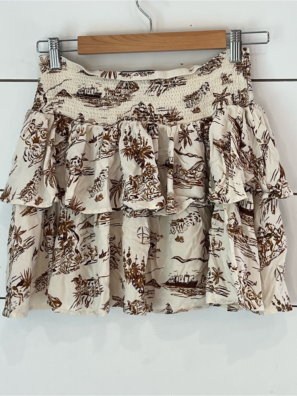 Ariat x Western Aloha Cream ruffle Skirt Tropical Print coastal cowgirl/boho med - Picture 3 of 5